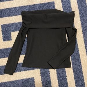 Topshop Boutique off the shoulder black long sleeve top - US 6